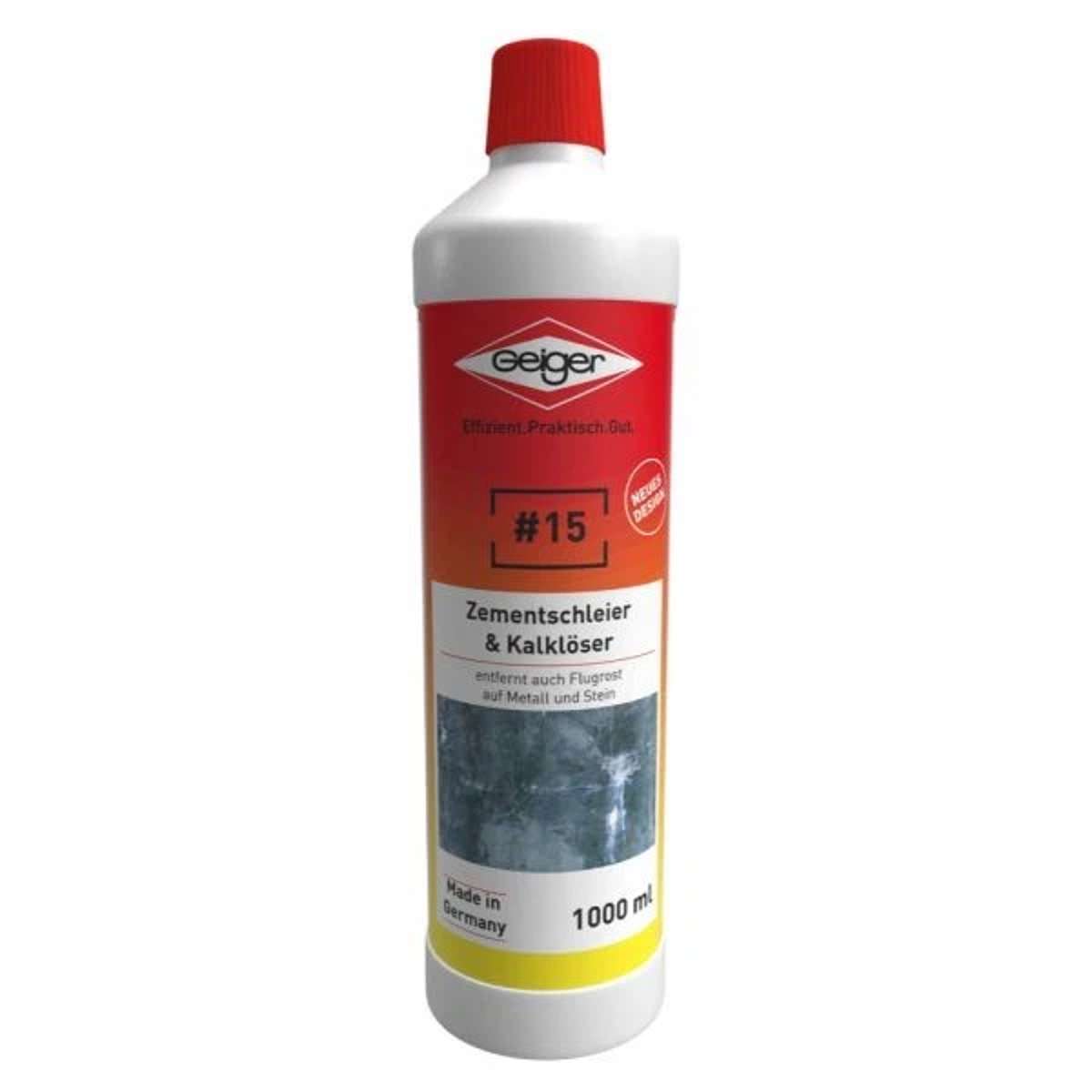 Geiger NR. 15 Zementschleier – Entferner & Kalklöser 1L Geiger NR. 15 Zementschleier - Entferner & Kalklöser 1L – Bild 1