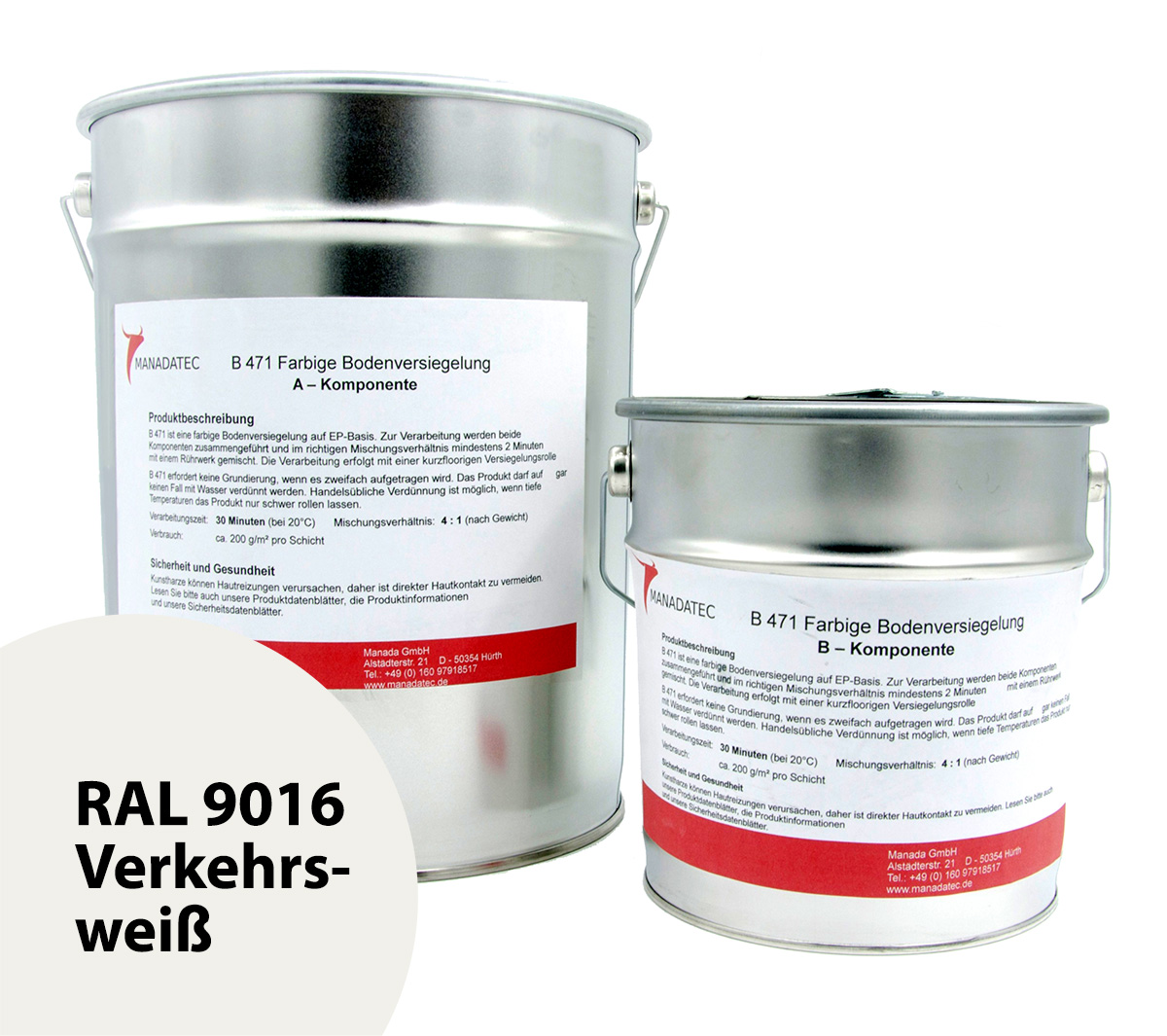 ab 13,98€/kg RAL9016 Verkehrsweiß weiß 2k Epoxid Bodenbeschichtung Farbe Beton 