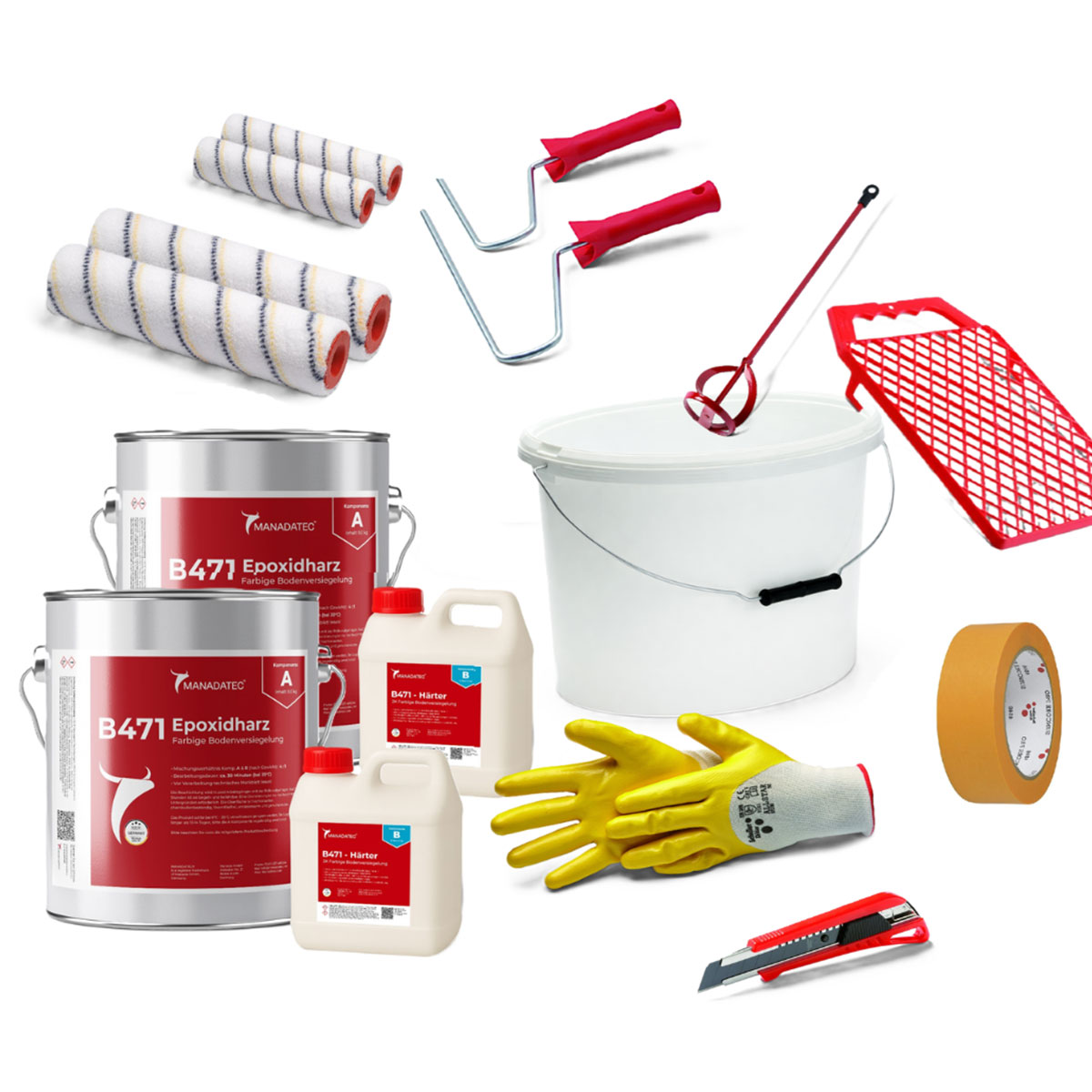 Bundle-2-50qm-Epoxidharzboden-Komplettset-20kg Bundle 2 Epoxidharz Bodenbeschichtung Komplettset für ca. 50 m² – Bild 1