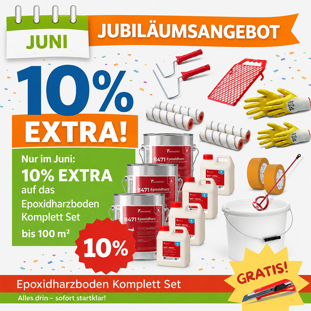 Bundle-3-100qm-Juni-Angebot Bundle 3 Epoxidharz Bodenbeschichtung Komplettset für ca. 100 m² – Bild 1