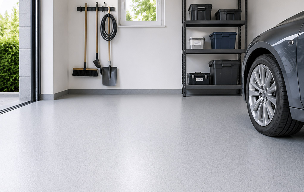 Epoxidharz-Bodenbeschichtung für eine private Standard-Garage