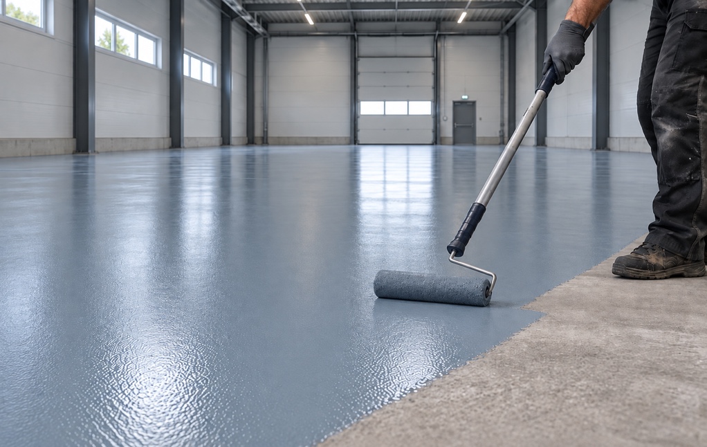 Epoxidharz-Bodenbeschichtung für eine industrielle Innenfläche